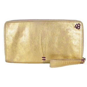 49 SQUARE MILES San Francisco Bestie Metallic Gold Italian Leather Clutch $250